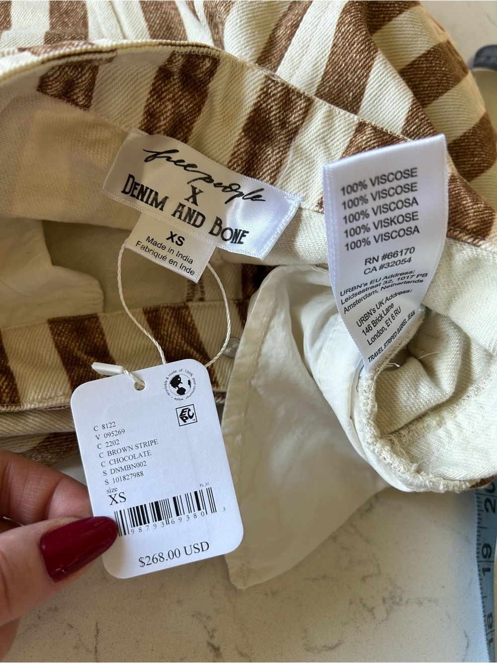 ❌SOLD❌ NWT Free People X Denim And Bone Roadtrip Striped Jeans Size XS (24) - Picture 4 of 16